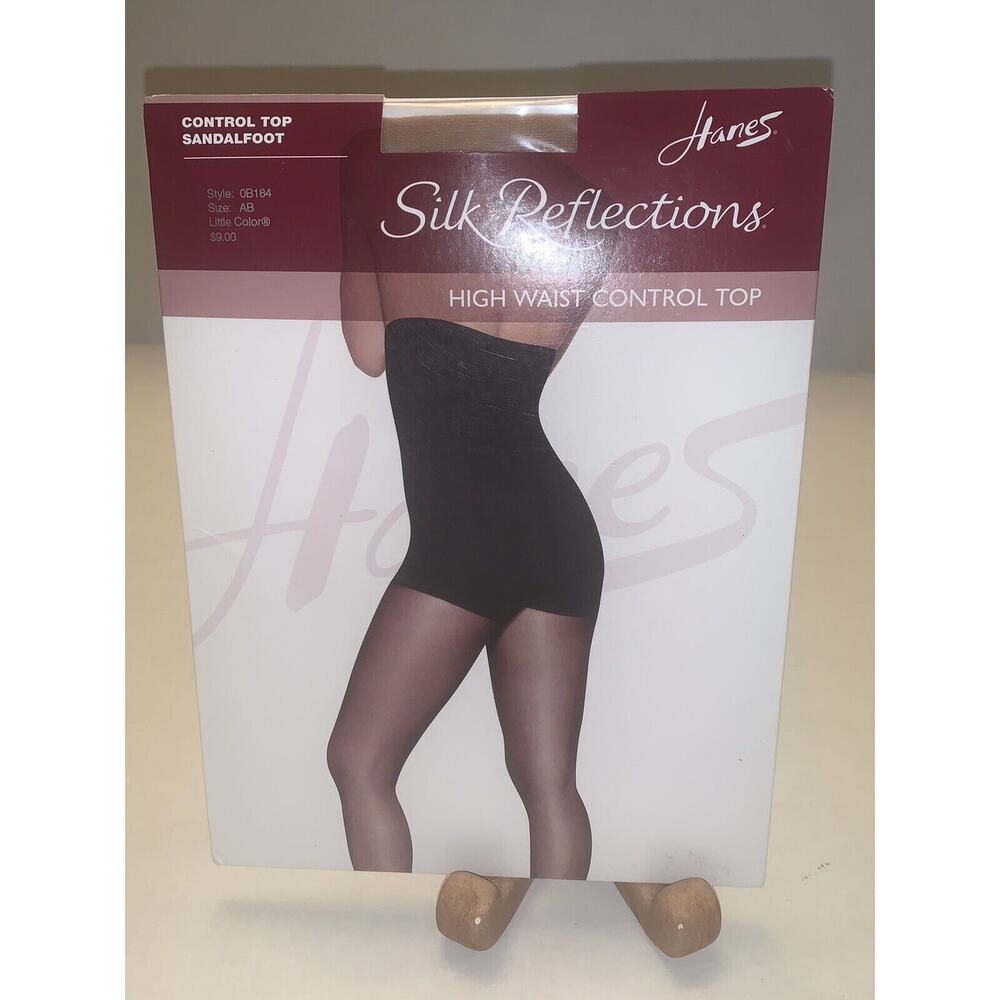 AB Hanes Silk Reflections High Waist Control Top Pantyhose Sandalfoot